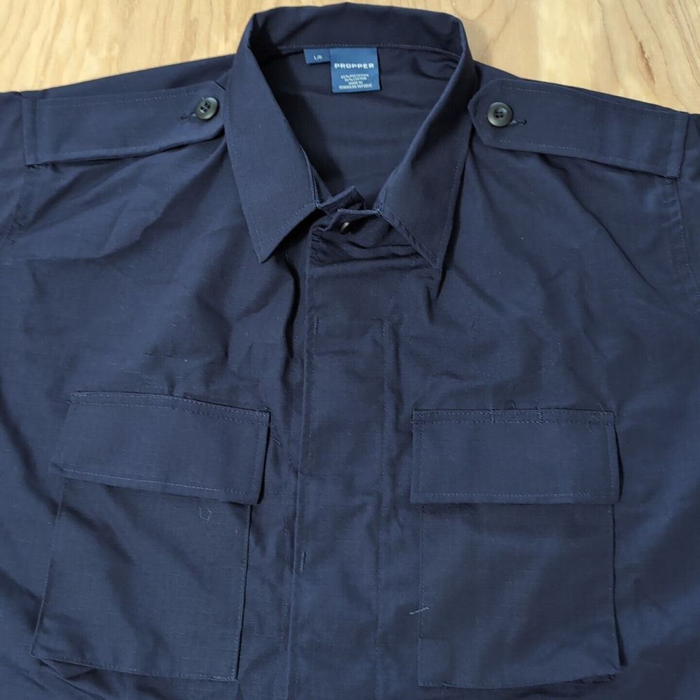 NEW Propper‎ Tactical Shirt Men's L Blue Short Sleeve Military Uniform Ripstop